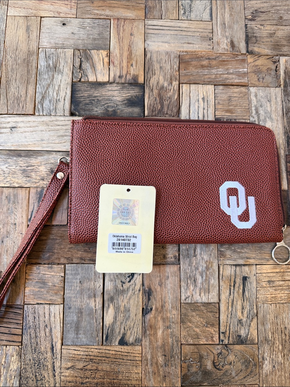 Oklahoma Sooners Brown Wristlet Wallet with OU Logo